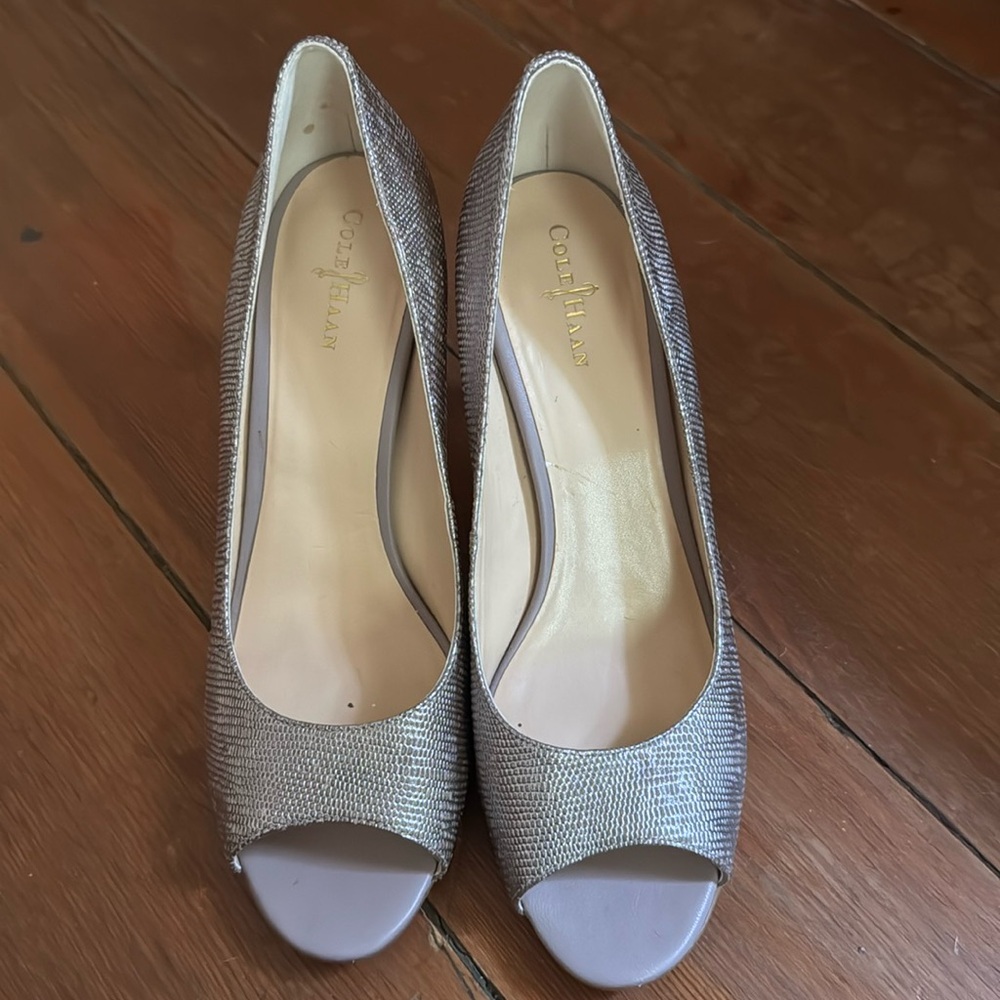 Cole Haan NikeAir Women's Metallic Peep Toe Heels